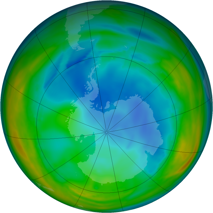 Antarctic ozone map for 25 July 2005